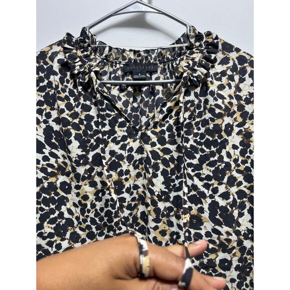 Sanctuary Leopard Abstract Top Puff Sleeves Boho Chic Size S - Picture 8 of 12